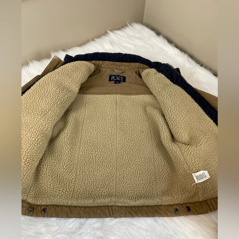 The Children's Place Tan Chore Barn Jacket Corduroy Collar XS 4